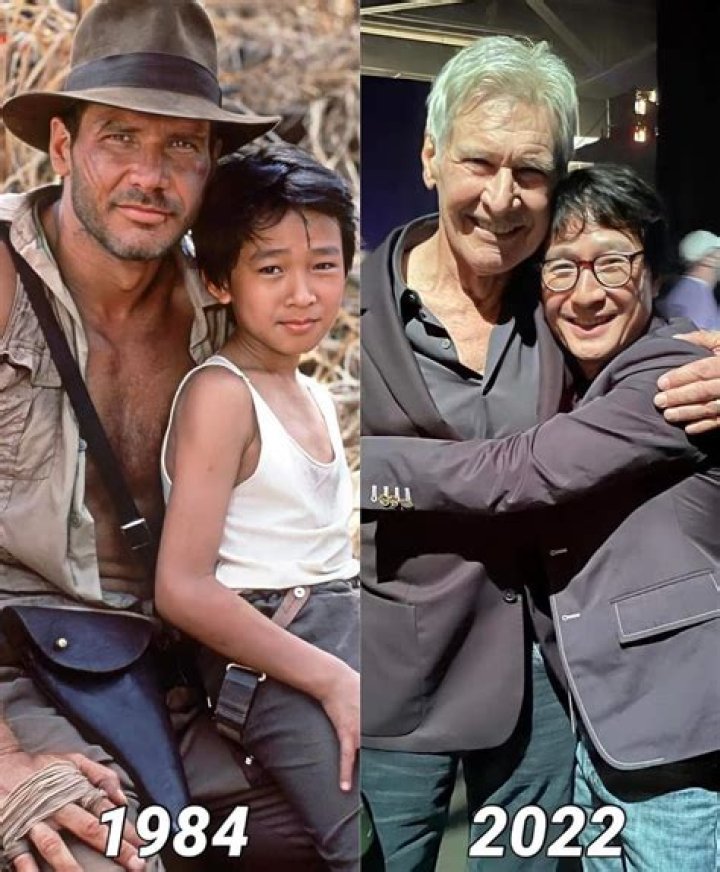 Ke Huy Quan as Short Round riding an elephant in Indiana Jones